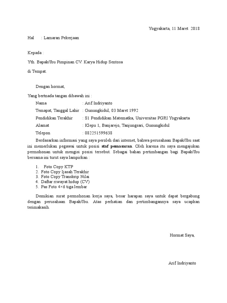 Download 92+ Contoh Surat Surat Lamaran Kerja Pt Quick Terbaik Dan Terbaru