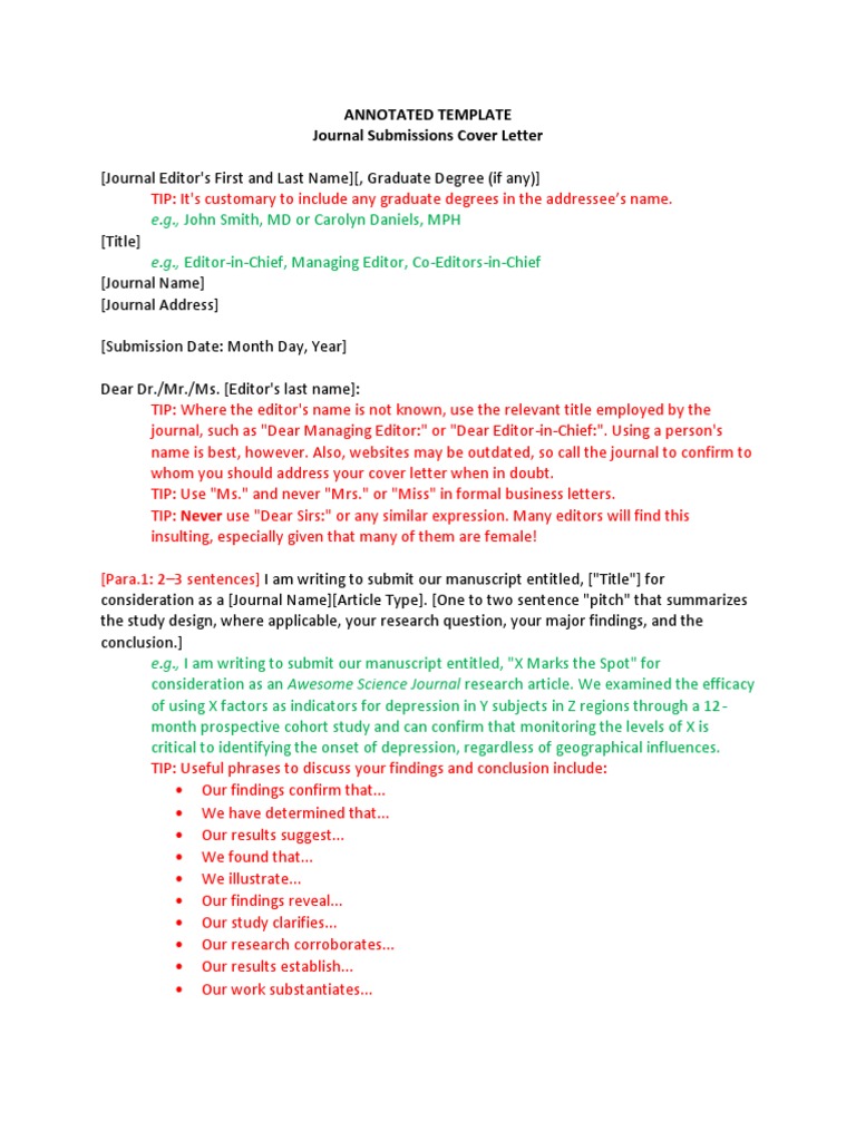 Journal Submission Cover Letter Guide | PDF | Adolescence | Science