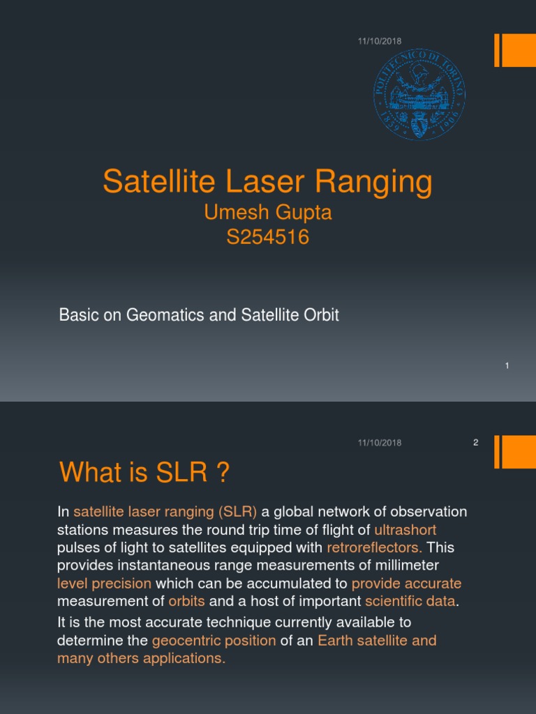 Satellite Laser Ranging Overview | PDF | Satellite | Applied And ...