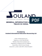General Information Leaflet Teach in China: Provided by Souland International Education Resourcing LTD