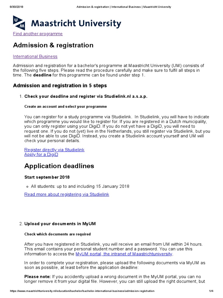 Ba International Business Admission Registration 18 19 University And College Admission Identity Document
