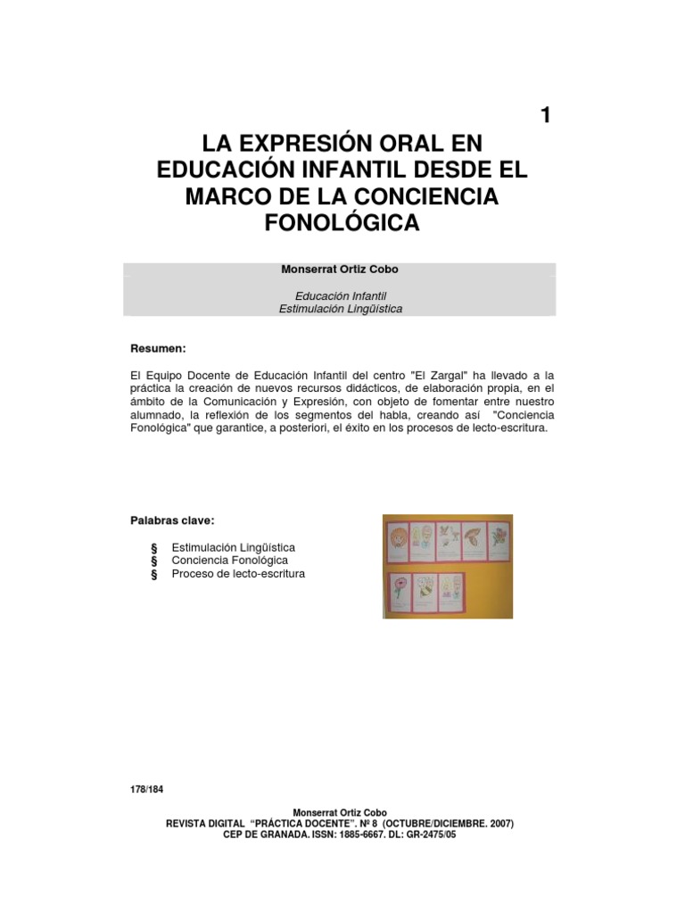 Juegos para desarrollar conciencia fonológica | PDF | Educación de la ...