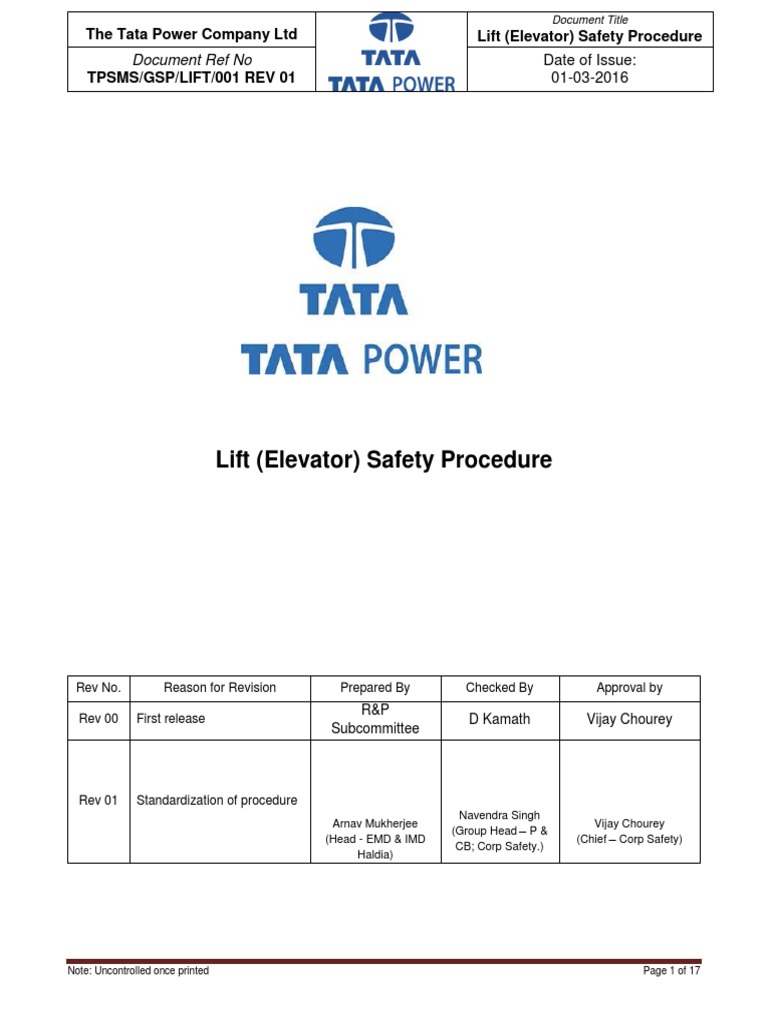 Lift Safety Procedure Manual | PDF | Elevator | Safety