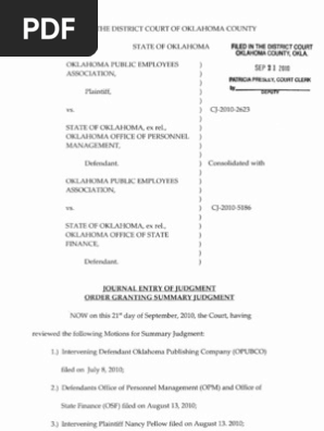Journal Entry of Judgment | PDF | Summary Judgment | Discovery (Law)