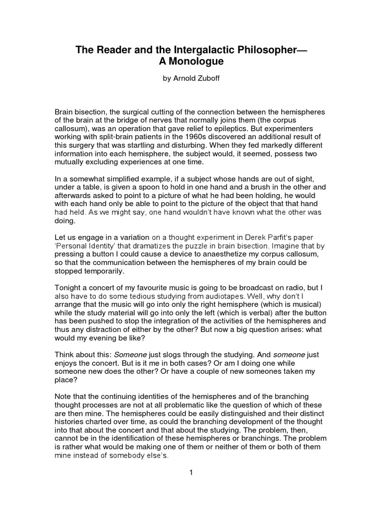 The Reader and The Intergalactic Philosopher - A Monologue by Arnold ...