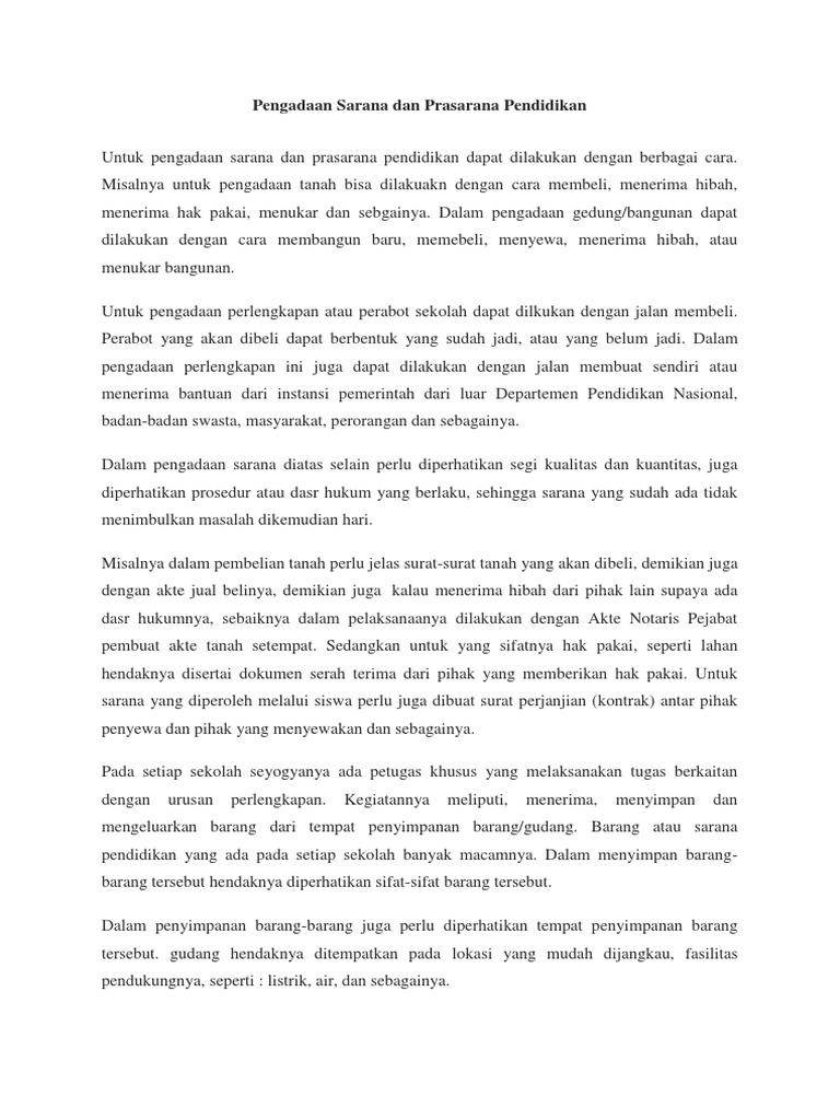 Permasalahan Sarana Dan Prasarana Pendidikan Sekolah