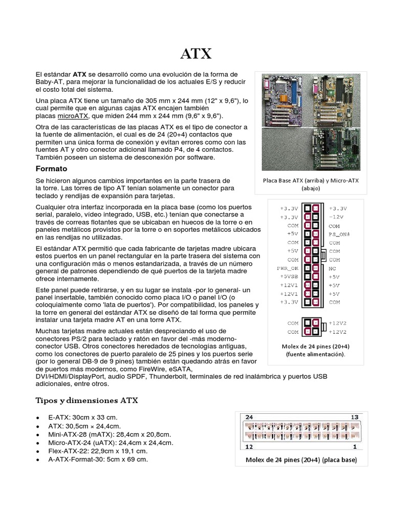 Placa Madre ATX | PDF | Clases de computadoras | Plataformas de videojuegos