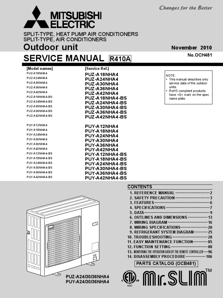 Service Manual Outdoor Unit SplitType, Heat Pump Air Conditioners