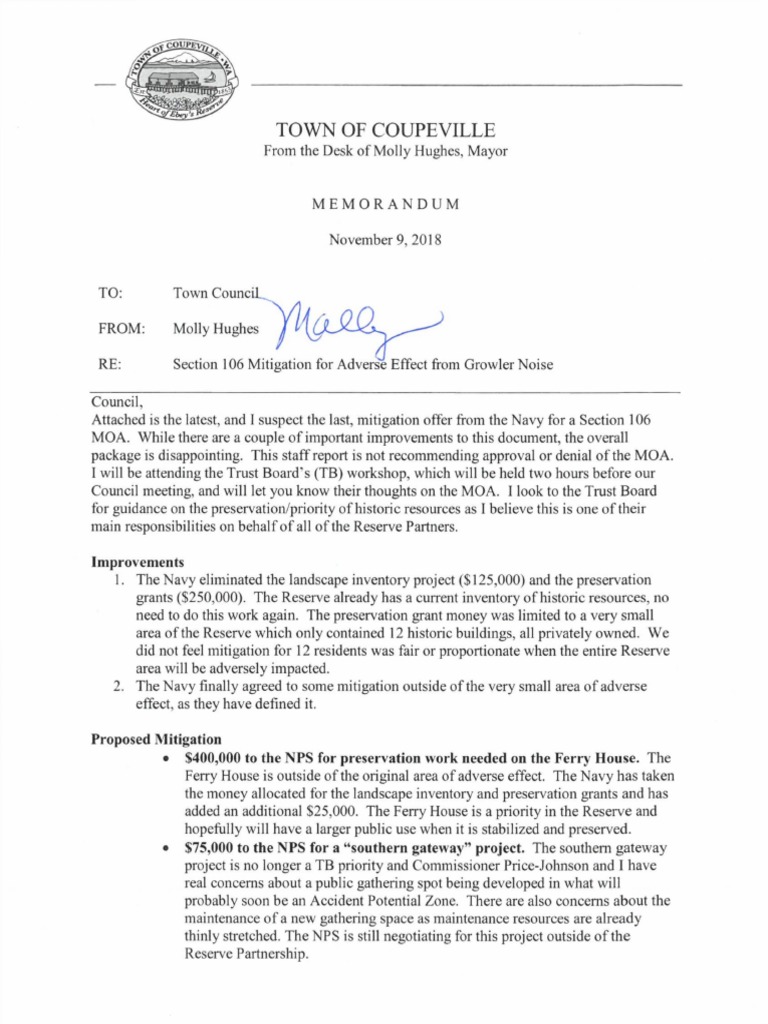 Coupeville Growler Noise Mitigation Memo | PDF | National Park Service ...