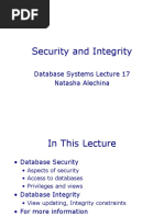 Security and Integrity: Database Systems Lecture 17 Natasha Alechina