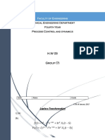 Chemical Engineering Department Fourth Year Process Control and Dynamics