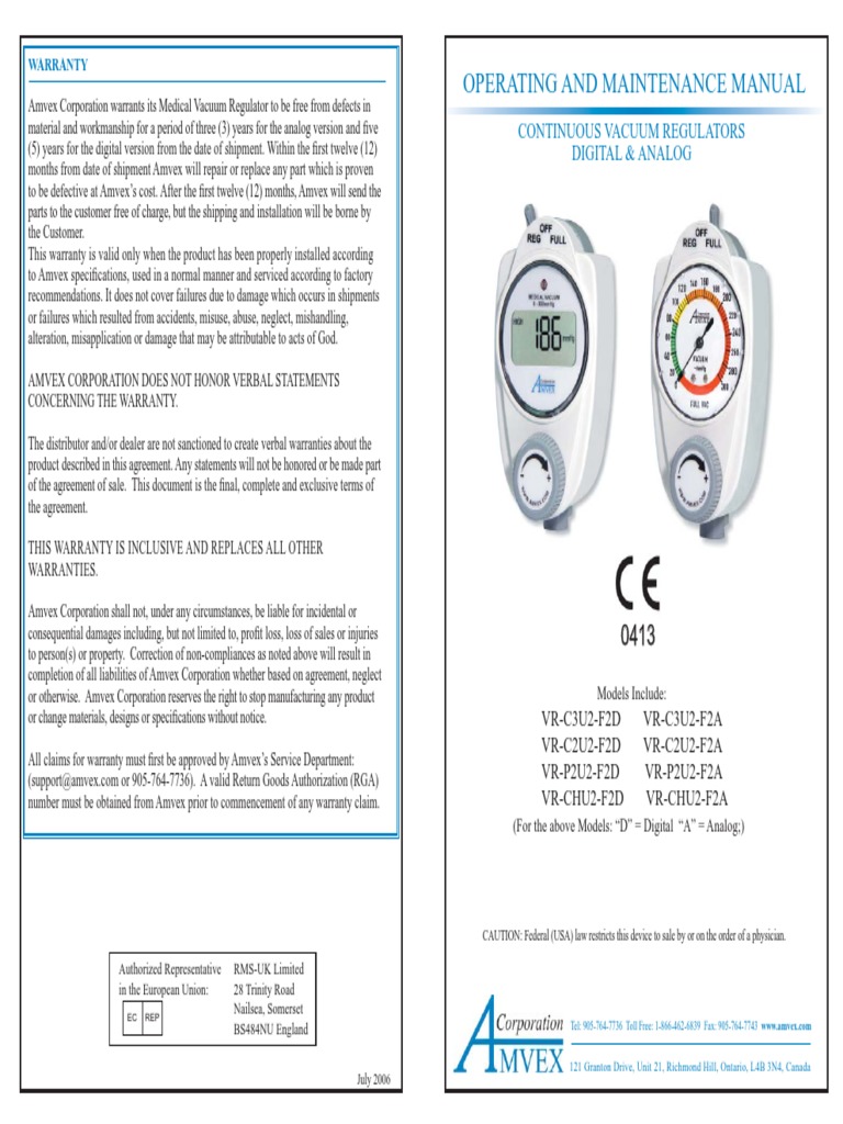 Amvex Continuous Vacuum Regulator Manual (1) Sterilization