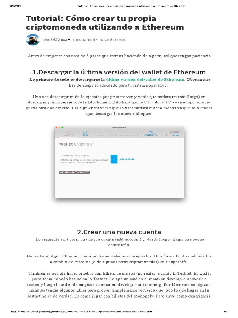 Crea tu propia criptomoneda en Ethereum | PDF | Bitcoin | Criptomoneda