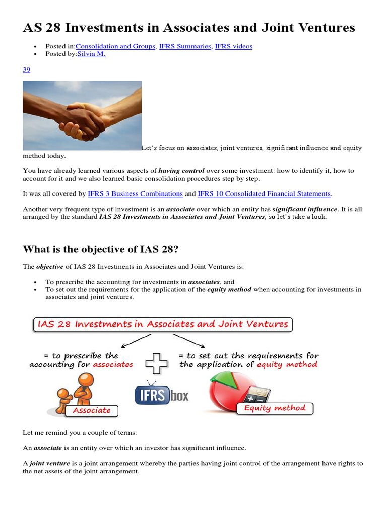 IAS 28: Accounting for Associates & JVs | PDF | Debits And Credits ...