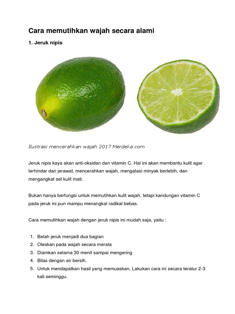 Cara Memutihkan Wajah Secara Alami