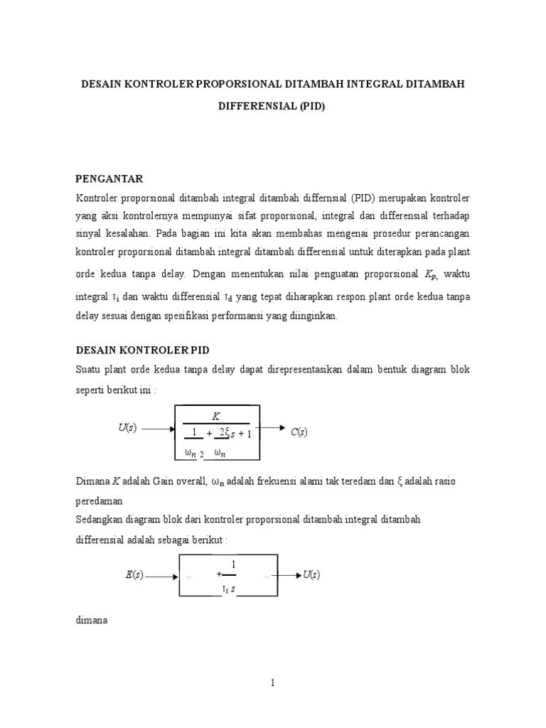 Desain Kontroler PID | PDF