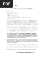 School Calendar For School Year 2018-2019: Deped Order No. 25, S. 2018