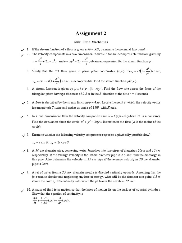 Fluid Mechanics Assignment 2 Solutions | PDF | Nozzle | Fluid Dynamics
