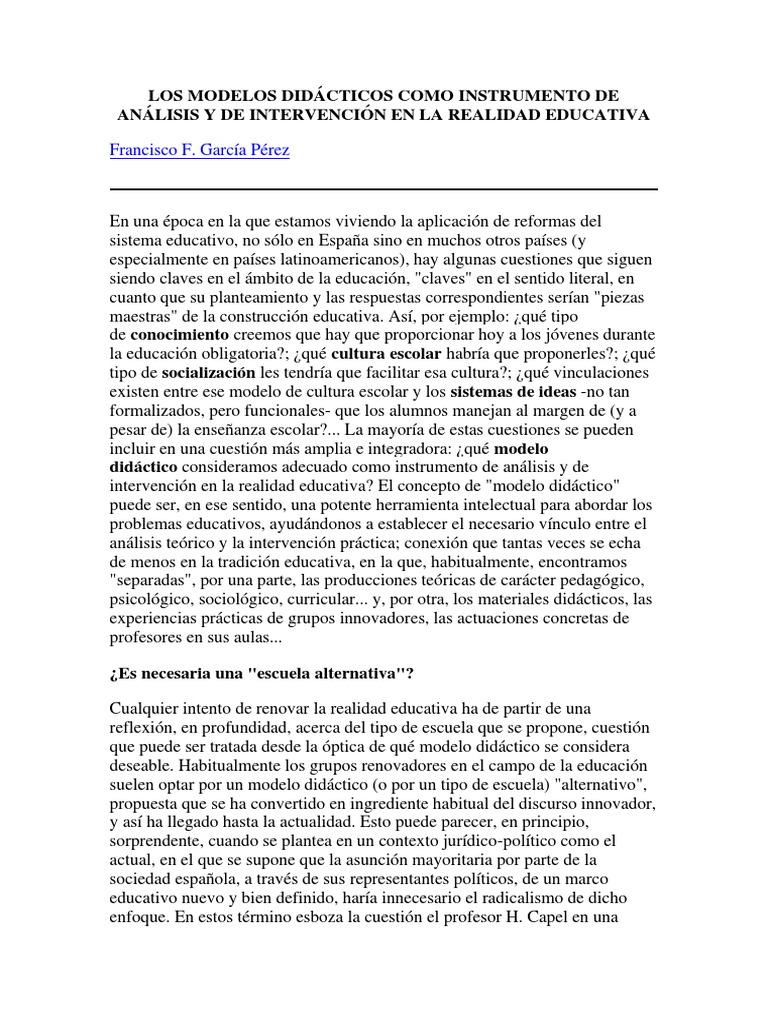 Modelos Didacticos | PDF | Conocimiento | Maestros
