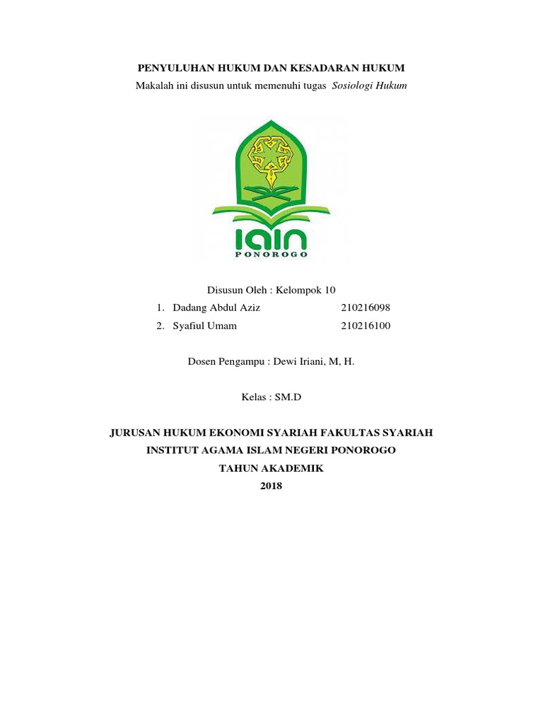 Makalah Penyuluhan Hukum Dan Kesadaran Hukum 2018