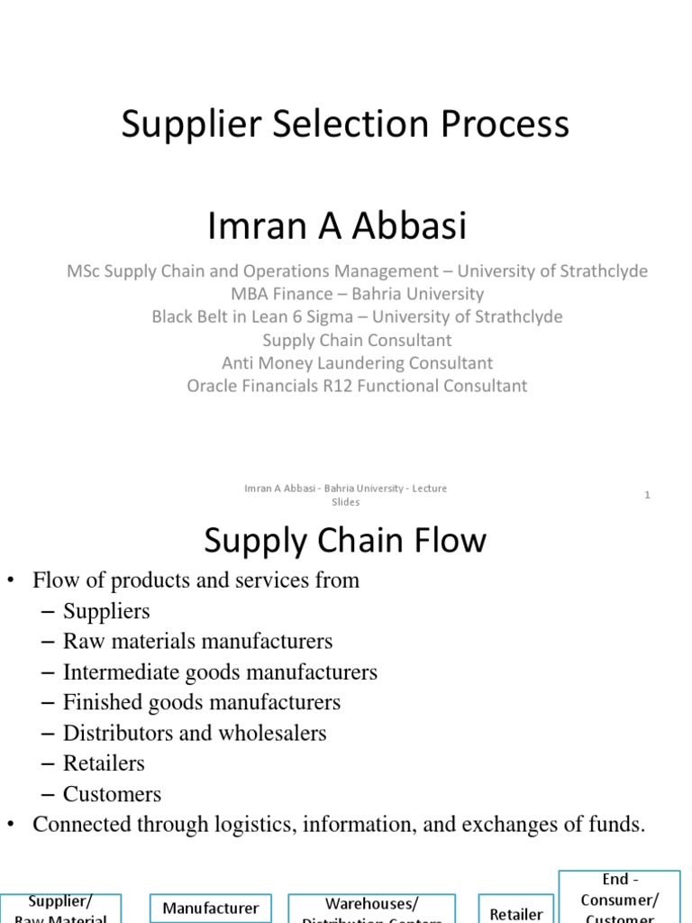Supplier Selection Process Imran A Abbasi | PDF | Supply Chain | Pricing