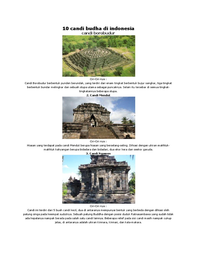 10 Candi Budha Dan Hindu Di Indonesia | PDF