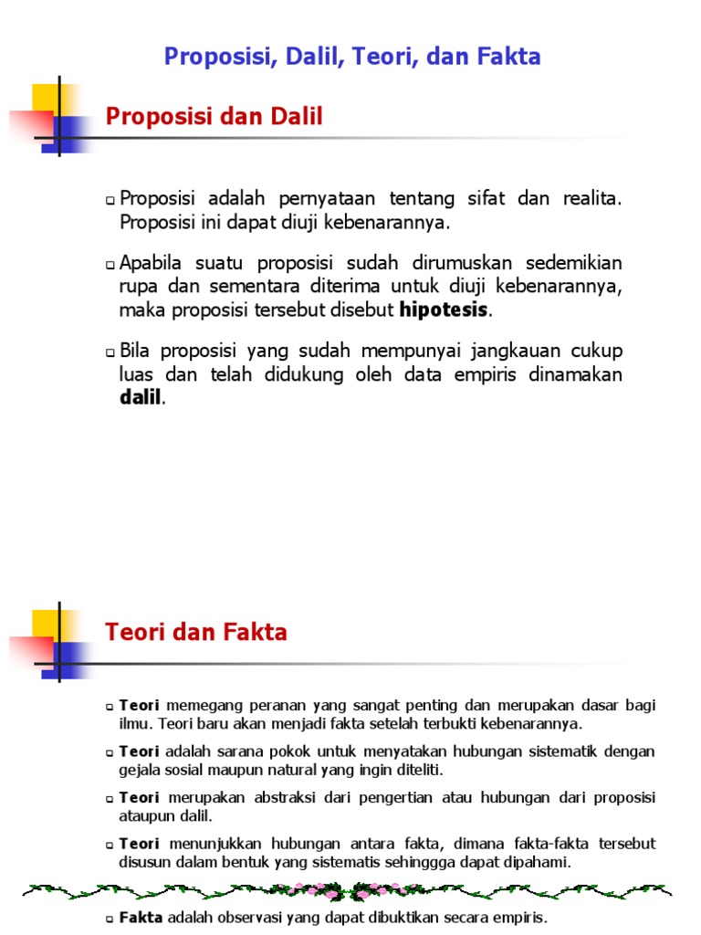 5 B Proposisi Dalil Teori Dan Fakta Pdf