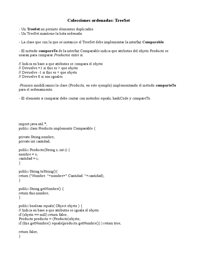 Ejemplo de TreeSet en Java | PDF | Java (lenguaje de programación ...