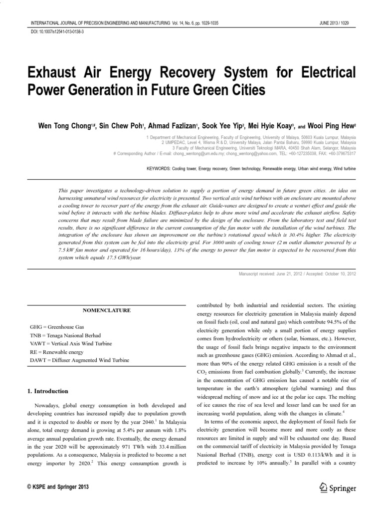 Exhaust Air Energy Recovery System For Electrical Power Generation