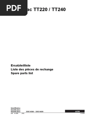 Terratrac Tt2 Tt240 Ersatzteilliste Liste Des Pieces De Rechange Spare Parts List Pdf Ingenierie Des Transports Pieces De Vehicule