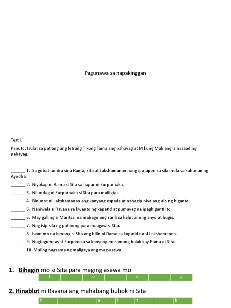 Quiz Epiko Ni Rama at Sita