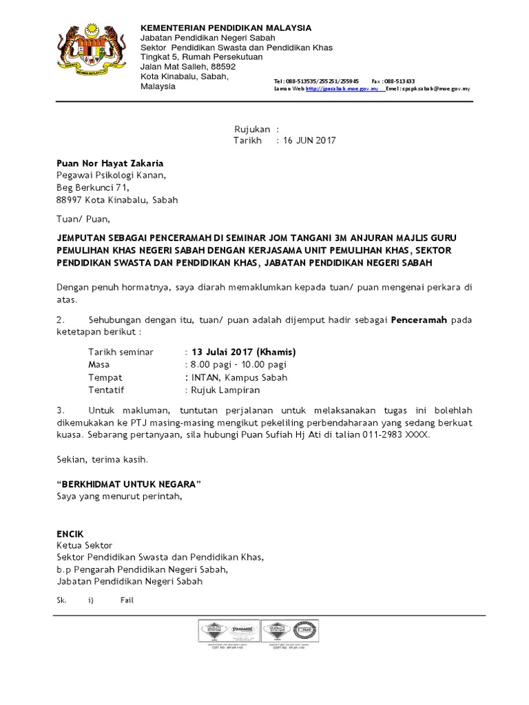Contoh Surat Jemput Penceramah Pdf