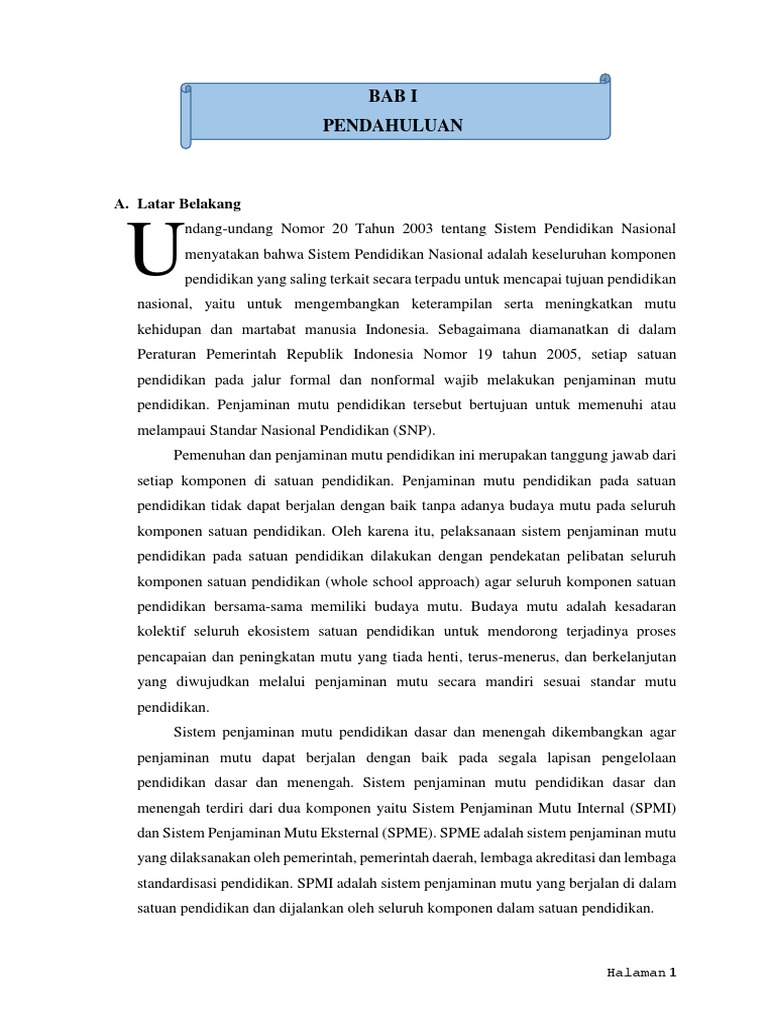 Laporan Kegiatan SPMI 2018 SMPN 4 Belawang