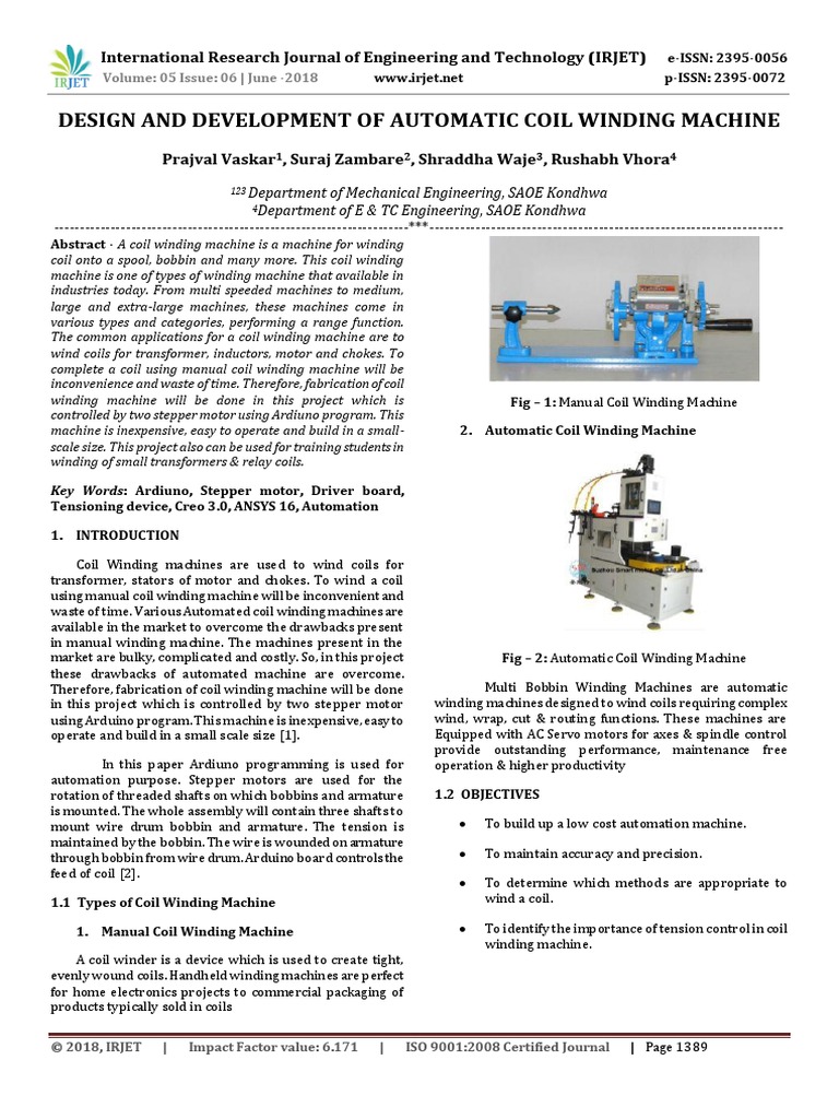 Design and Development of Automatic Coil Winding Machine | PDF ...