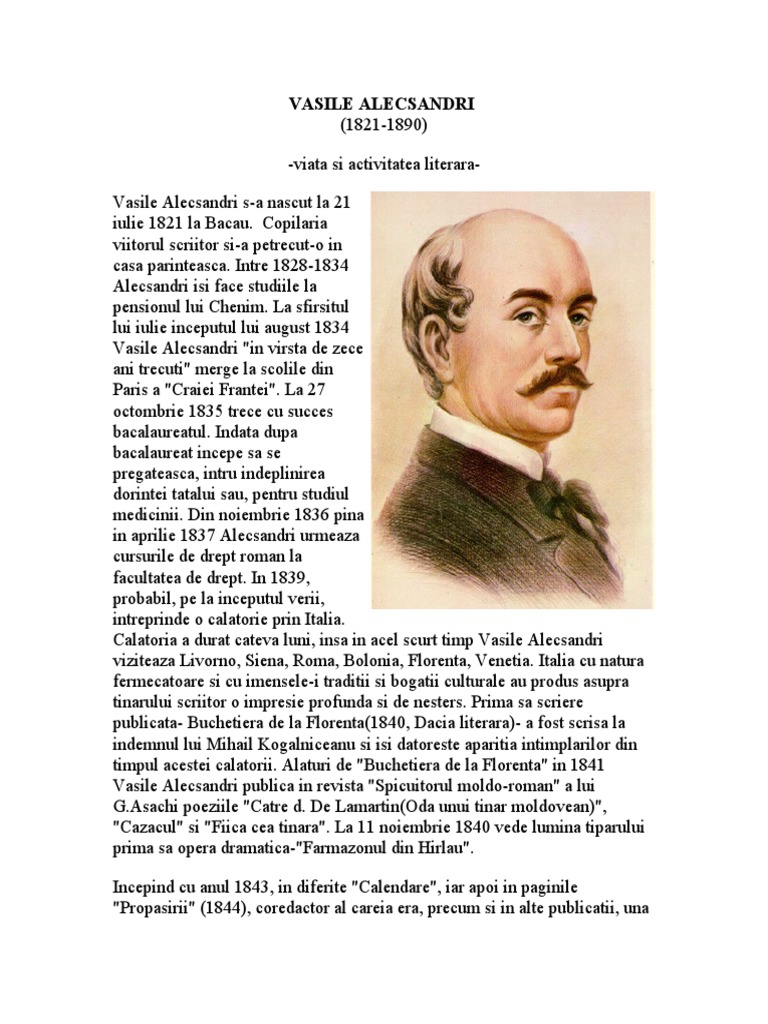 Vasile Alecsandri - biografie