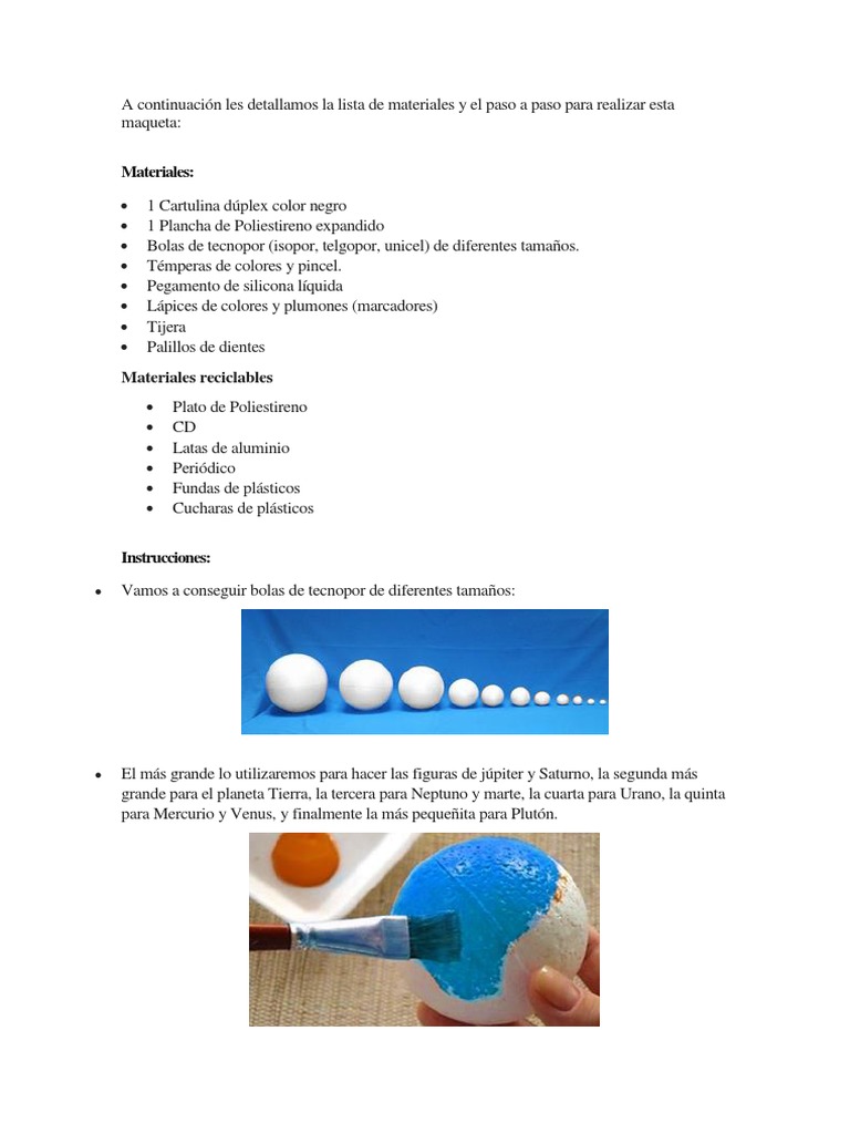 Elaboración de maqueta del Sistema Solar