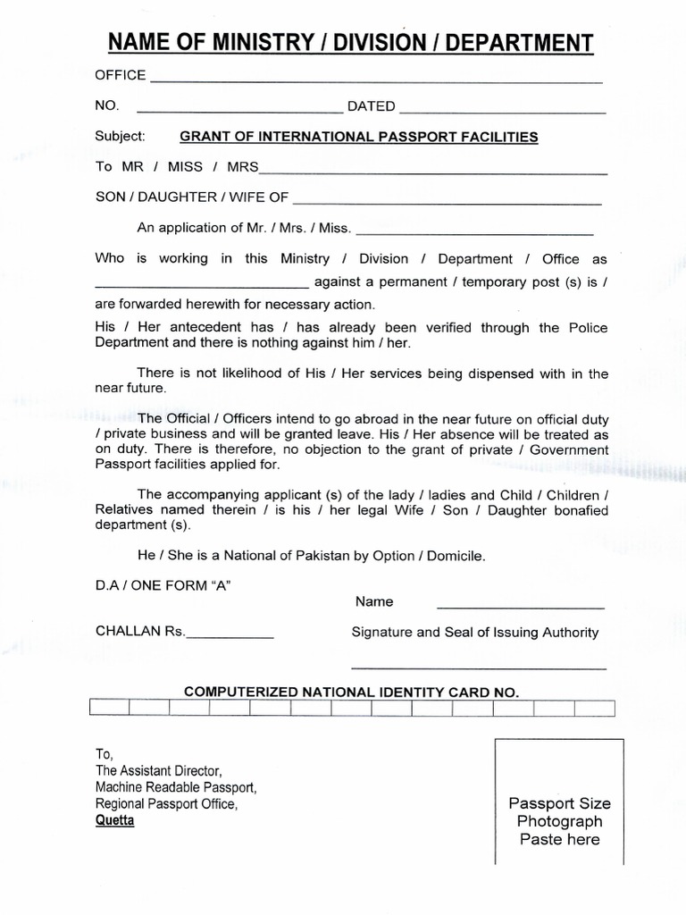 Passport noc pdf