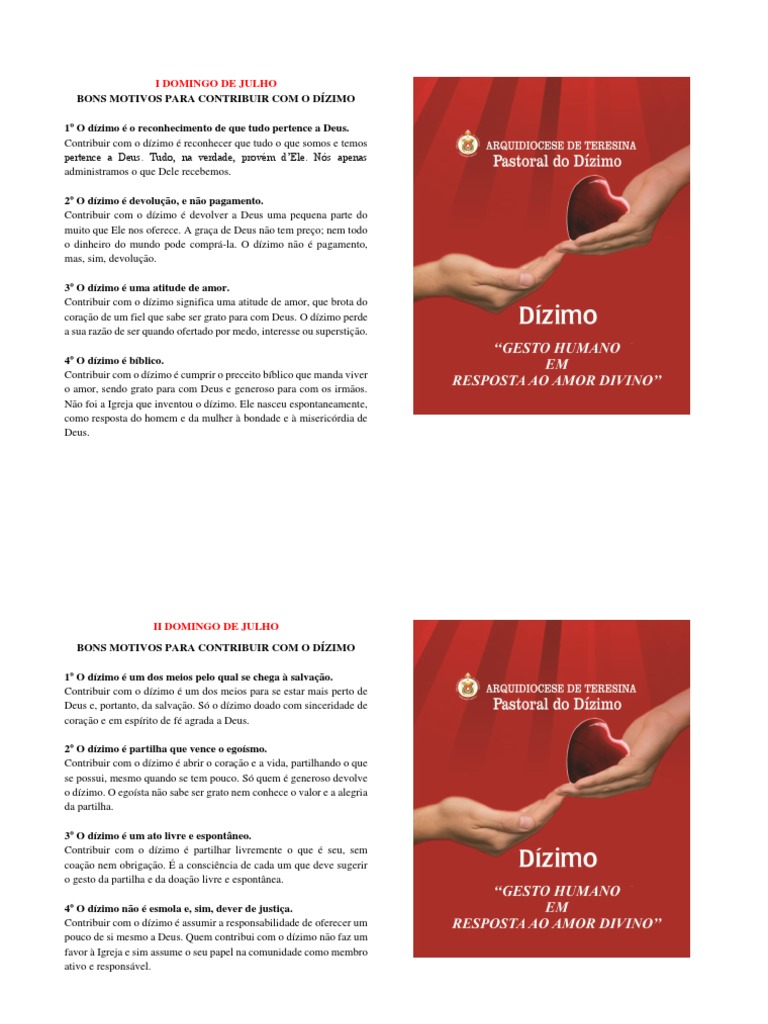 Motivos para Contribuir com o Dízimo | PDF | Dízimo | Igreja católica