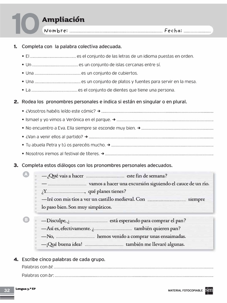 3 Primaria Lengua SM Tema 10 Ampliación | PDF | Lingüística | Idiomas