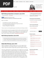 IELTS Essay Questions & Answer June 2018