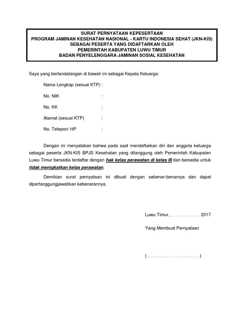 Surat Pernyataan Uhc Kab Docx