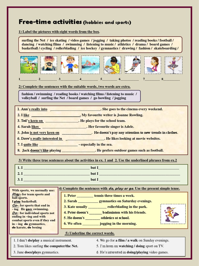 Free-Time Activities: Hobbies & Sports | PDF | Sports | Leisure