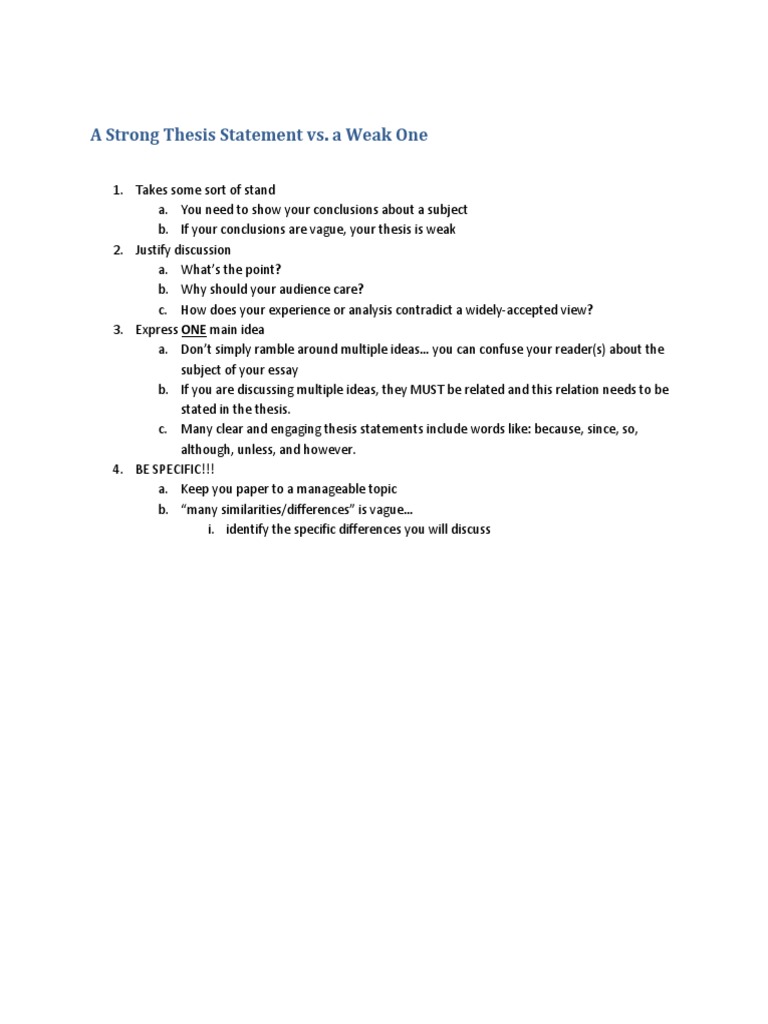 Writing A Strong Thesis Statement | PDF | Career & Growth
