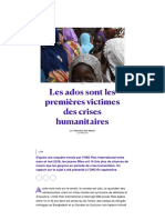 Les Ados Sont Les Premières Victimes Des Crises Humanitaires PDF