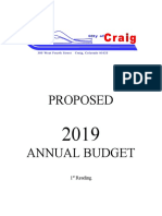 2019 City of Craig proposed budget first read