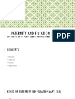 Paternity and Filiation: Art. 163-182 of The Family Code of The Philippines