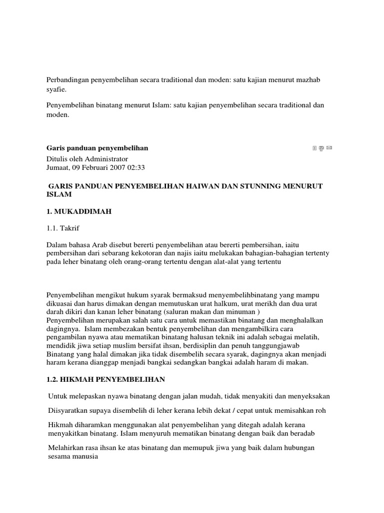 Penyembelihan Binatang Menurut Islam Pdf