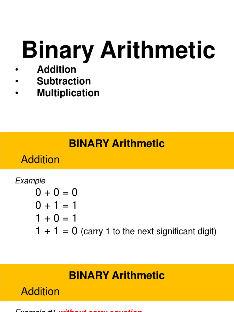 1 Binary Arithmetic - OPERATIONS | PDF | Subtraction | Number Theory