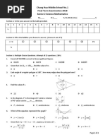 Chung Hua Middle School No.1 Final Term Examination 2018 Senior 2 Science Mathematics