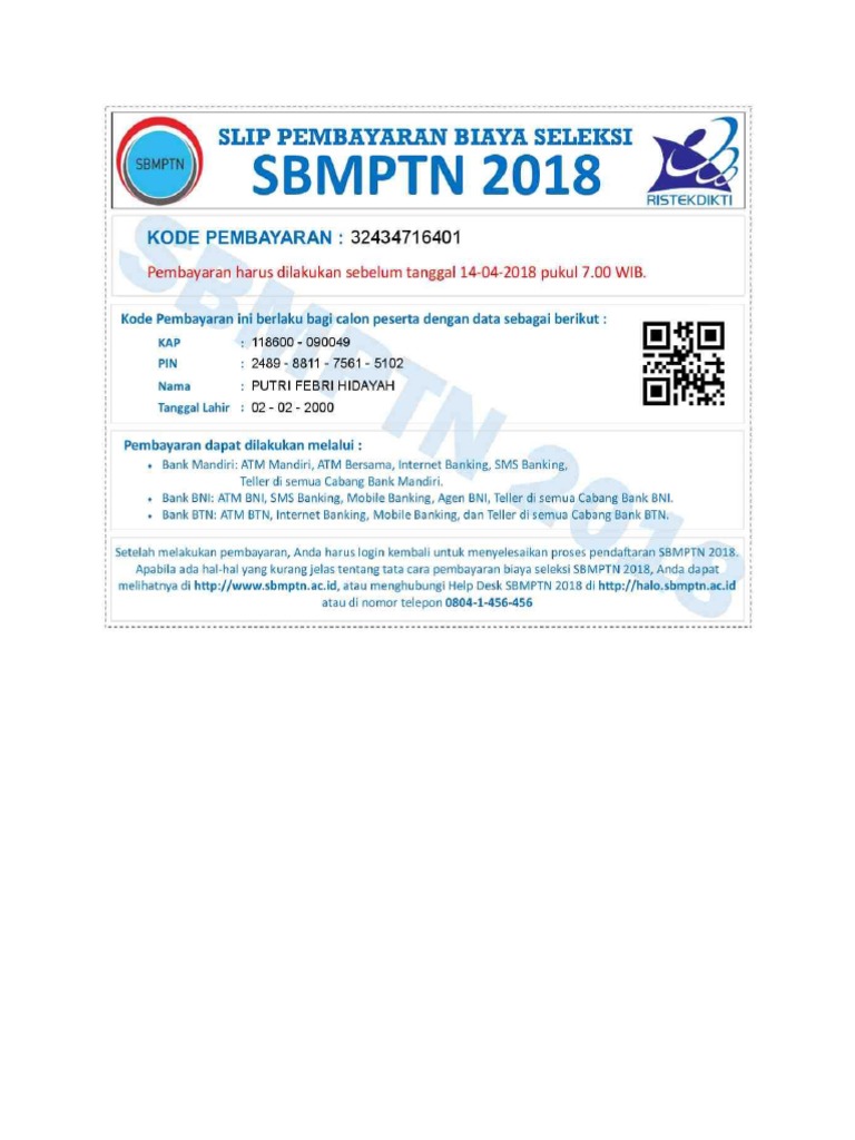 Tata Cara Pembayaran Sbmptn